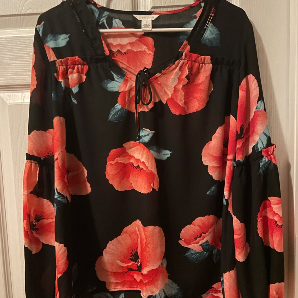 Caslon Black Floral Blouse